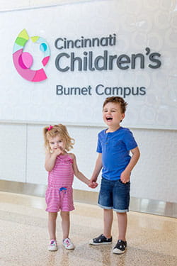Photo of two children at Cincinnati Children's Burnet Campus.